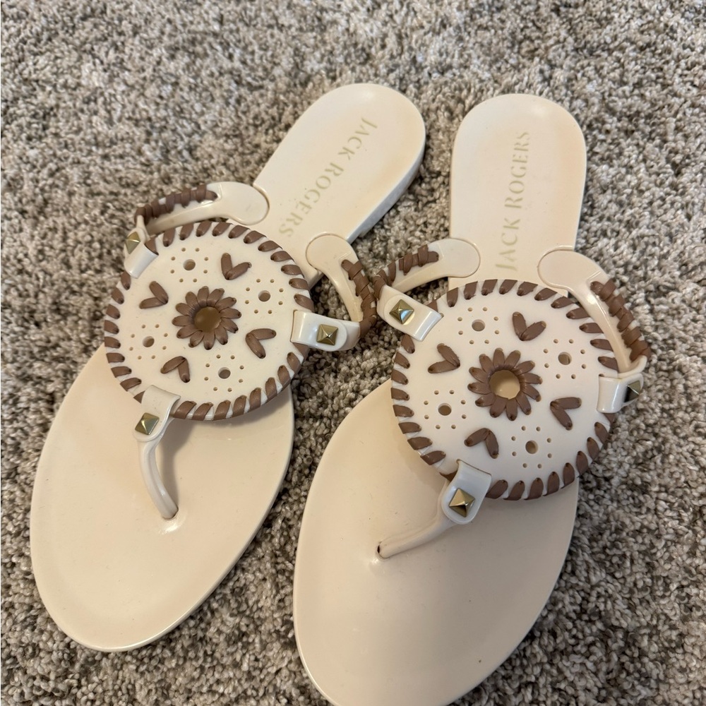 Jack Rogers Women's Tan and Cream Sandals